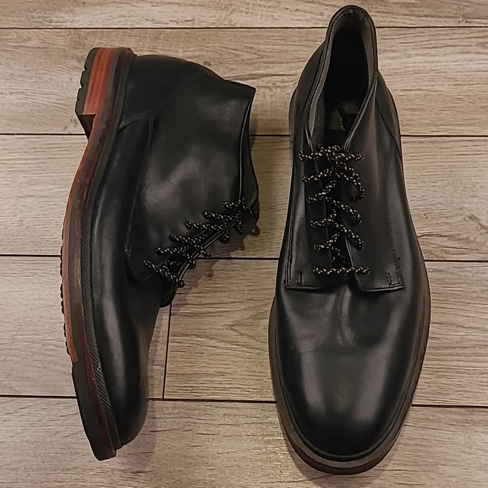 COLE HAAN Grand Boot Black Leather Sz 11.5 M Mens Ankle Lace‎ Up Chukka Boots